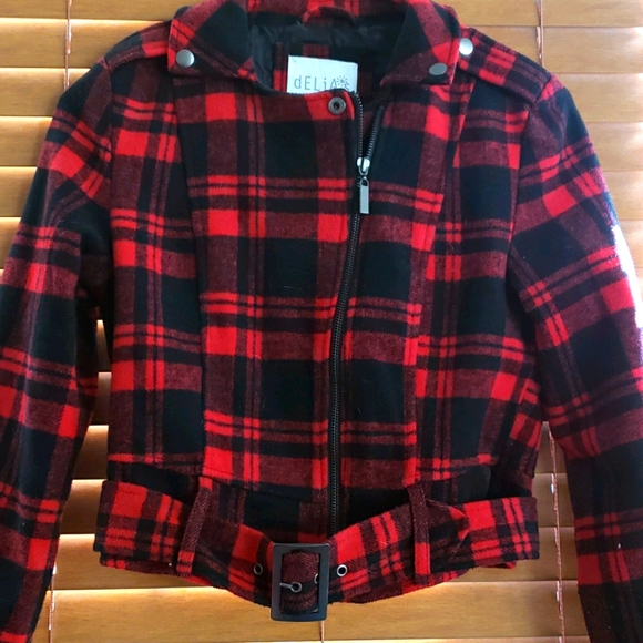dELiA*s moto bomber plaid jacket - Picture 2 of 6